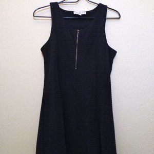 Pink Rose Sleeveless Black Dress - Front Zipper